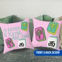  Rather Be Playing Mahjong Faux Suede Double Sided Throw Pillow, Mahj Tile Game Lovers Home Decor Gift