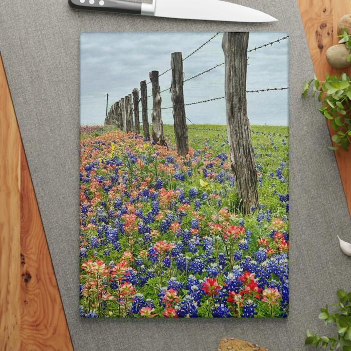 Wildflowers Glass Cutting Board