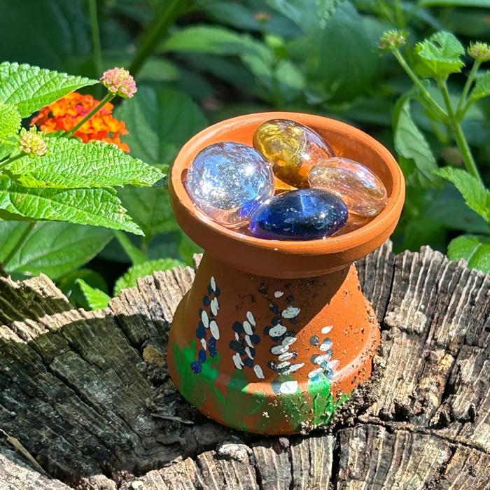 Bee Watering Stations 3 Sizes, Hand Painted Pollinators Water Fountains