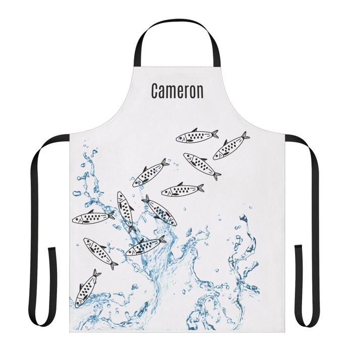 Jumping Fish Apron, Coastal Cooking Gift for Men
