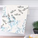  Fishes Tea Towel with Water Splash Design