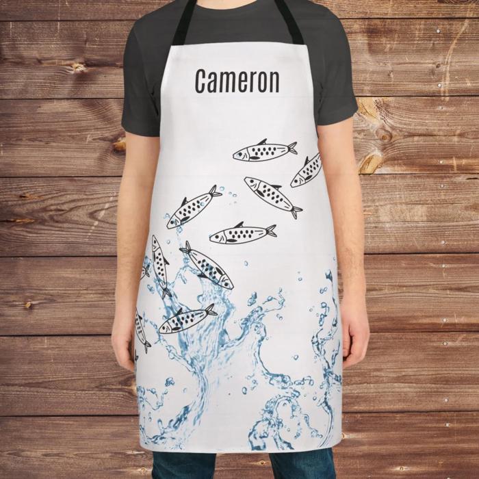 Jumping Fish Apron, Coastal Cooking Gift for Men