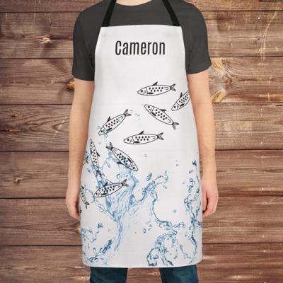 Jumping Fish Apron, Coastal Cooking Gift for Men