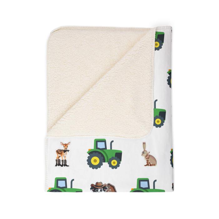 Western Animals and Tractors Cute Sherpa Fleece Blanket