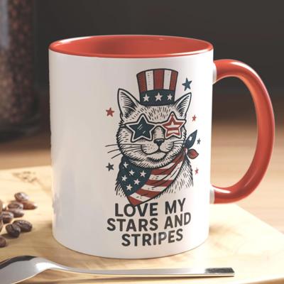 Stars & Stripes Cat Coffee Mug