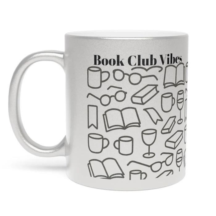 Book Club Vibes Metallic Gold or Silver Book Lover Coffee Cup