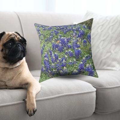 Texas Bluebonnets Throw Pillow Faux Suede