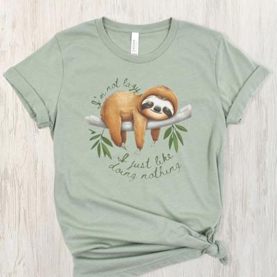 Funny Sloth Shirt, "I'm Not Lazy I Just Like Doing Nothing" Tee