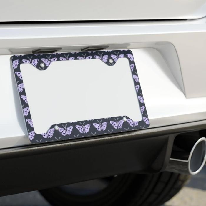 Lavender Moth License Plate Frame