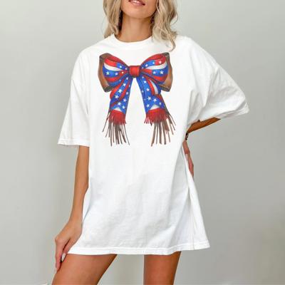 Western Leather-Look Patriotic Bow Comfort Colors Tee