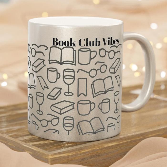 Book Club Vibes Metallic Gold or Silver Book Lover Coffee Cup