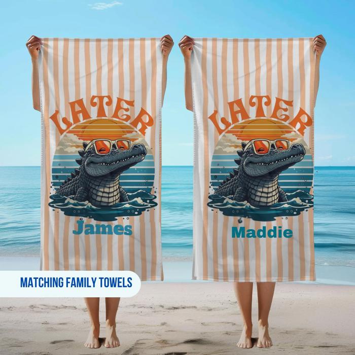 Later Gator Striped Beach Towel