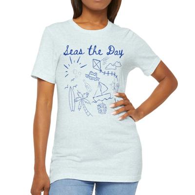 Seas the Day Short Sleeved Tshirt, Boat Fish Surf Sunshine Tee