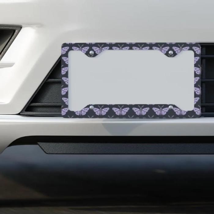 Lavender Moth License Plate Frame