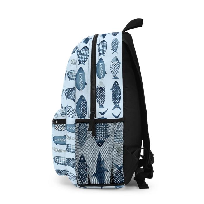 Cool Fish Pattern Personalized Blue Backpack