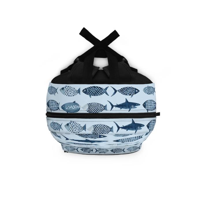 Cool Fish Pattern Personalized Blue Backpack