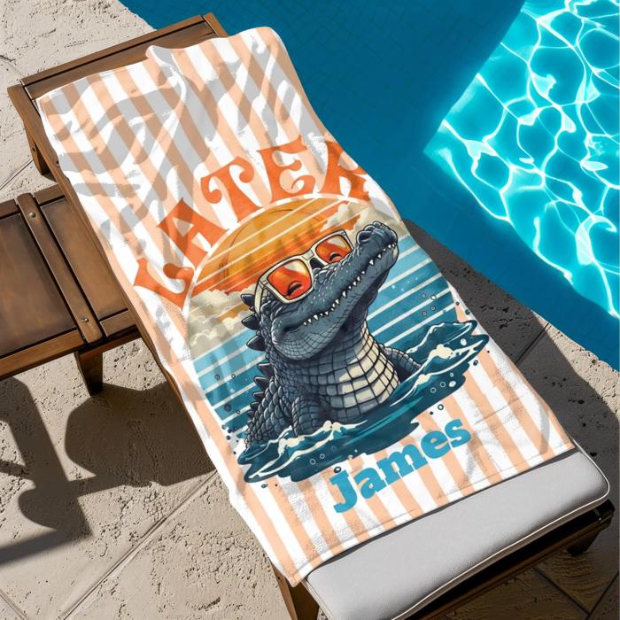 Later Gator Striped Beach Towel