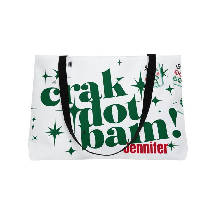 Mah Jongg Custom Carry Bag "Crak Dot Bam" for Tiles Racks Mat Card and Money Pouch