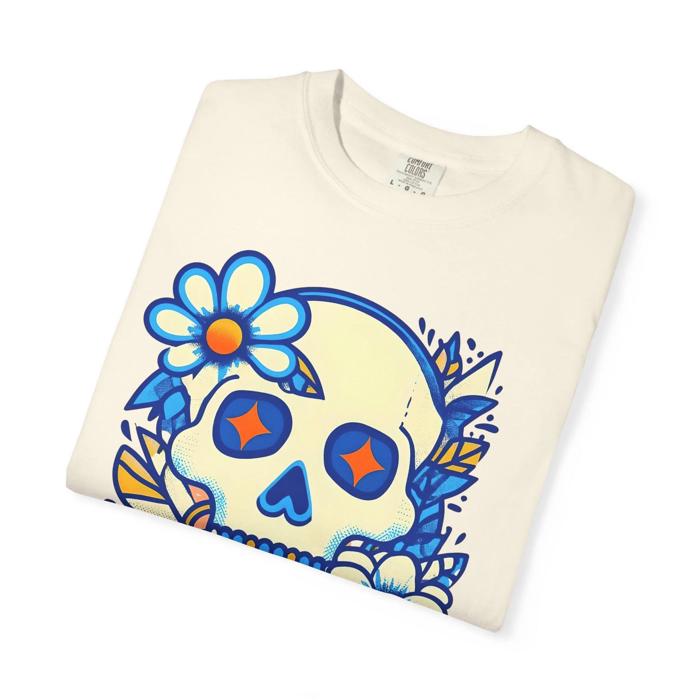 Girly Skull  Cute Halloween Comfort Colors Shirt,