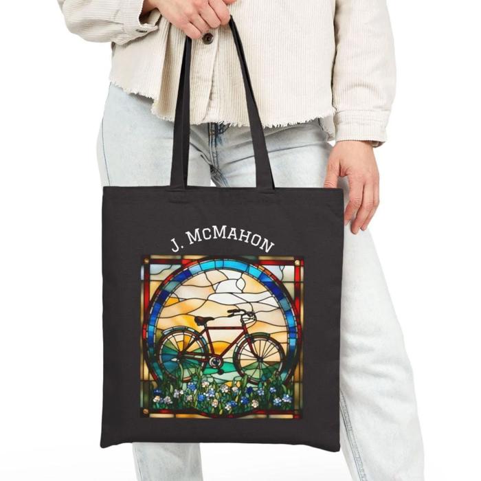 Cyclist Personalized Cotton Canvas Tote Bag