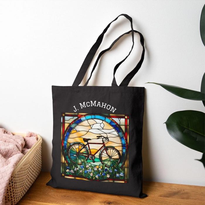 Cyclist Personalized Cotton Canvas Tote Bag