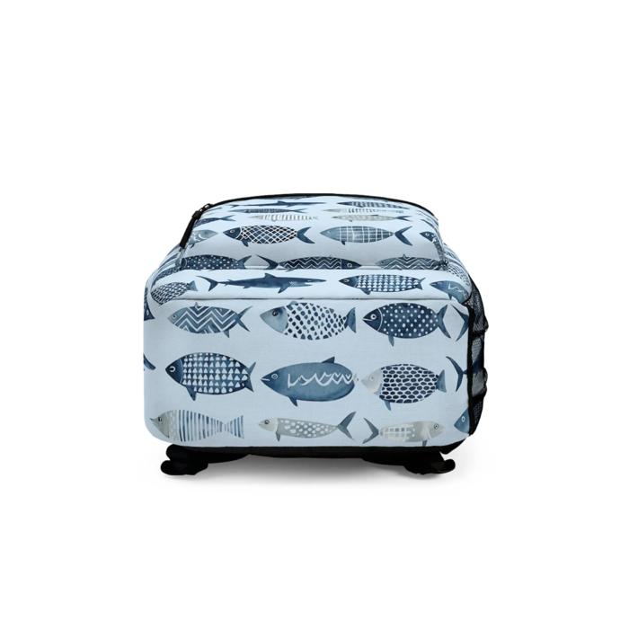 Cool Fish Pattern Personalized Blue Backpack