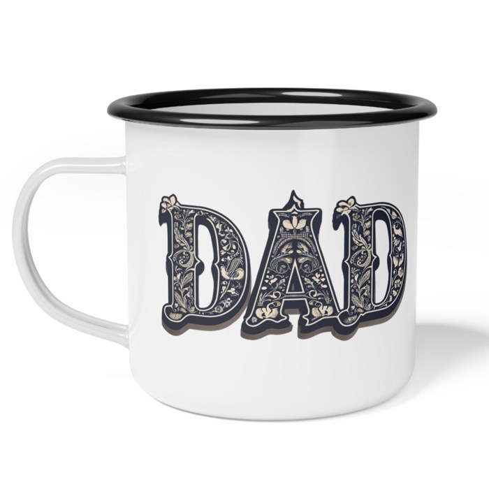 Western Dad Enamel Mug with Vintage Cowboy Style Font