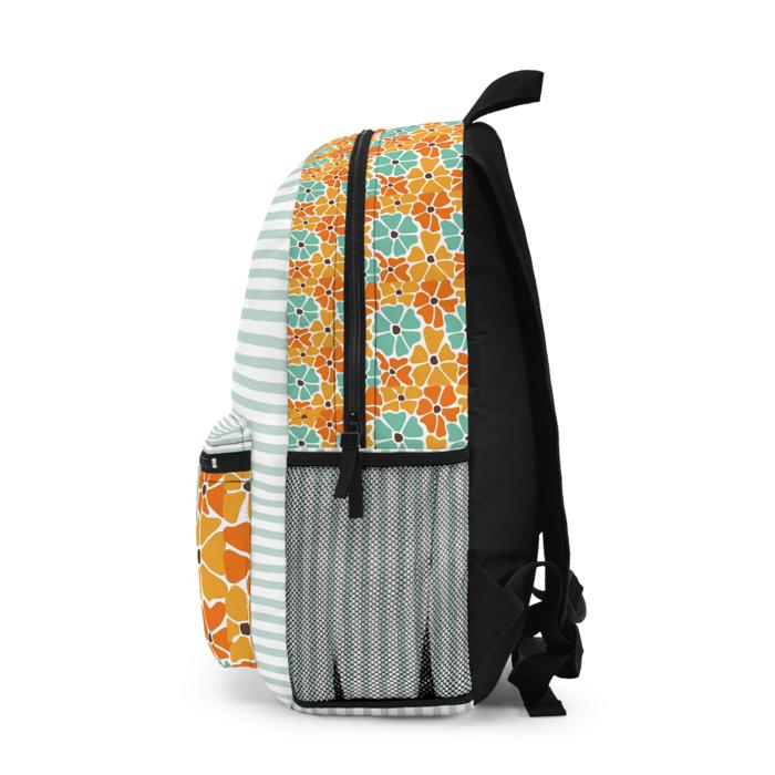 Boho Flowers and Stripes Custom Name Backpack