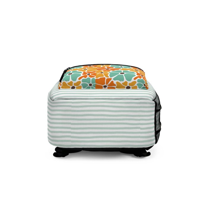 Boho Flowers and Stripes Custom Name Backpack