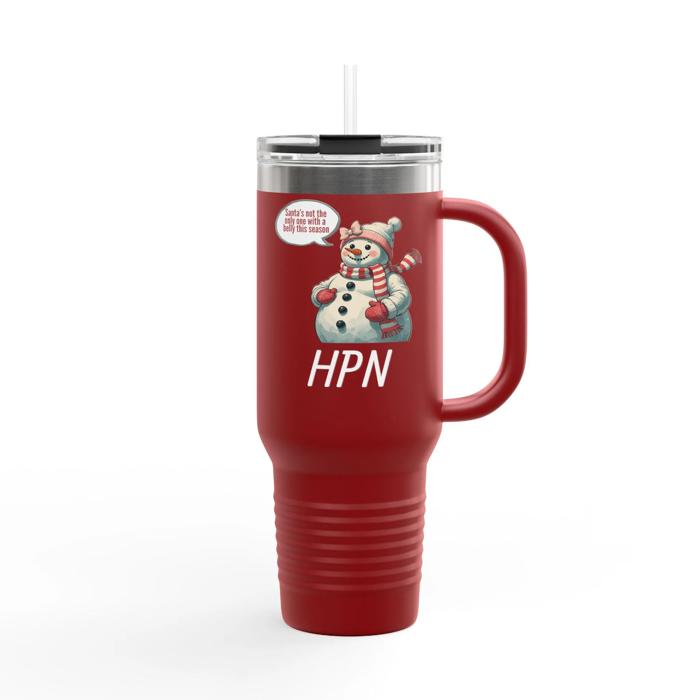 Pregnant at Christmas 40 oz Travel Mug, Mom to Be Oversized Tumbler