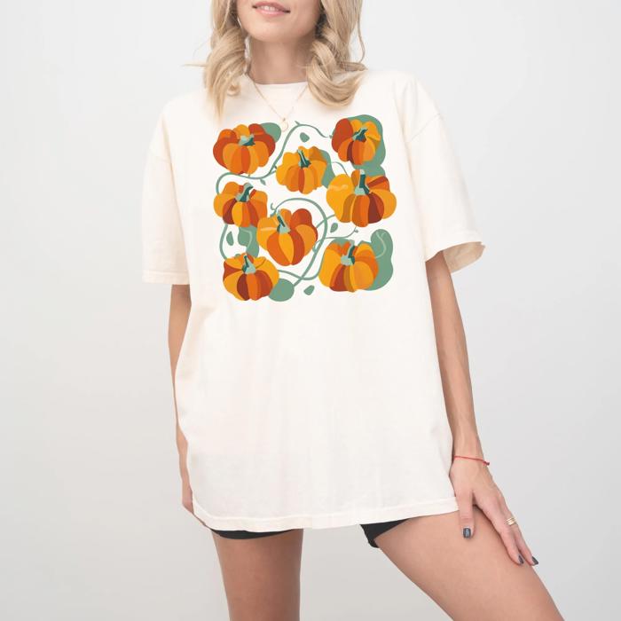 Abstract Pumpkins Comfort Colors T-shirt, Fall Artistic Seasonal Outfit