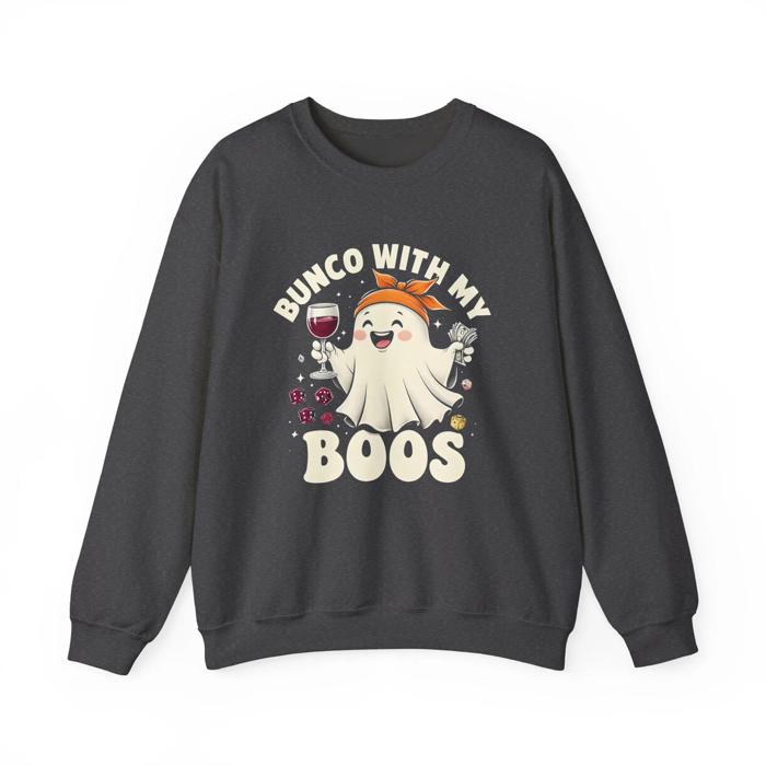 Bunco With My Boos Halloween Sweatshirt, Cute Ghost Bunko Sweatshirt