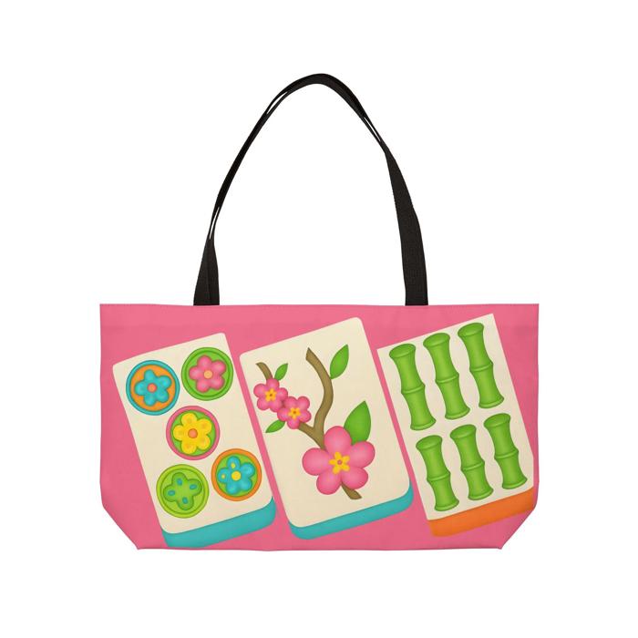 Big Tiles Mahjong Carry Bag, Mah Jongg Tote for Tiles Racks Cards and Coins, Mahj Hostess Gift Idea