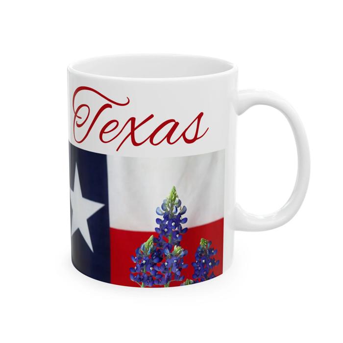 Texas Flag Ceramic Mug, Gift for Texan Coffee Lovers or Gardeners