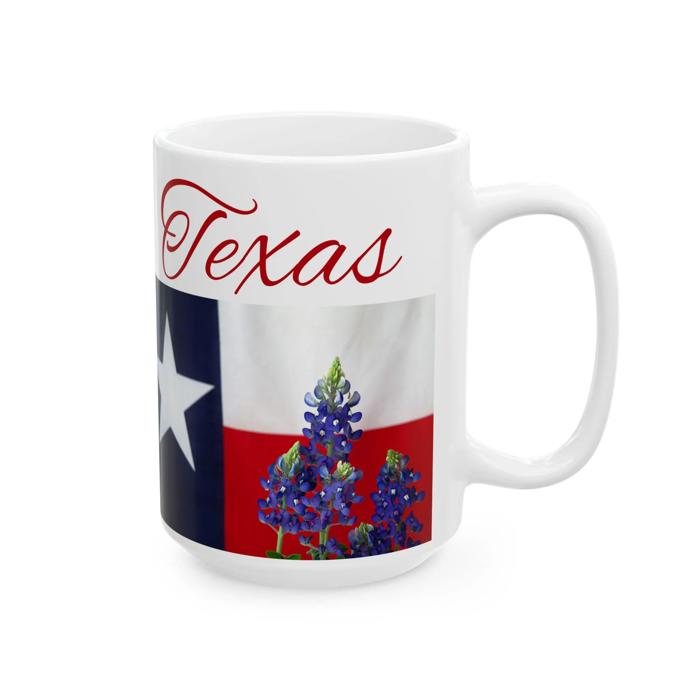 Texas Flag Ceramic Mug, Gift for Texan Coffee Lovers or Gardeners