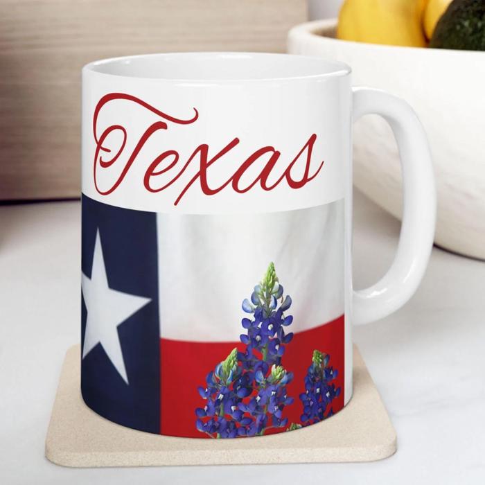 Texas Flag Ceramic Mug, Gift for Texan Coffee Lovers or Gardeners