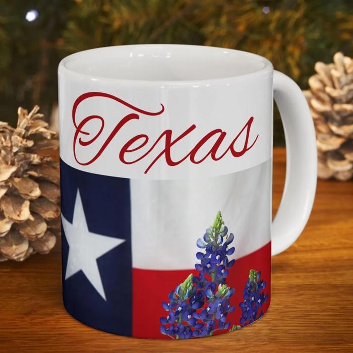 Texas Flag Ceramic Mug, Gift for Texan Coffee Lovers or Gardeners