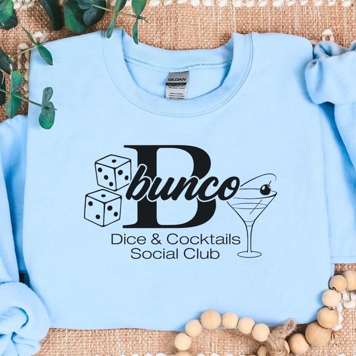 Bunco Cocktails and Dice Sweatshirt, Gift for Dice Game Lover 