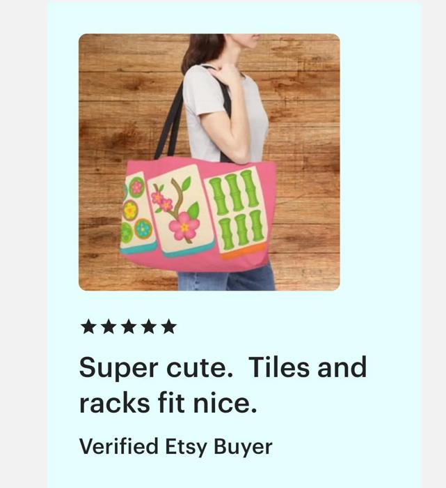 Big Tiles Mahjong Carry Bag, Mah Jongg Tote for Tiles Racks Cards and Coins, Mahj Hostess Gift Idea