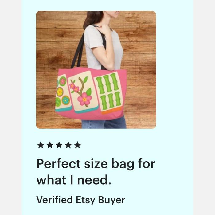 Big Tiles Mahjong Carry Bag, Mah Jongg Tote for Tiles Racks Cards and Coins, Mahj Hostess Gift Idea