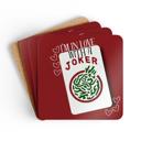 Red Peace Mahjong Love Hardboard Coasters with Cork Bottom (Set of 4), Tile Game Players Gift