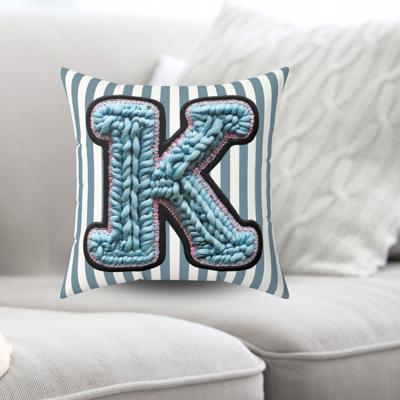 Custom Initial Letter Faux Knit Pillow, Cute Monogram Dorm Room Decor