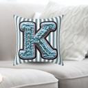  Custom Initial Letter Faux Knit Pillow, Cute Monogram Dorm Room Decor