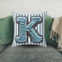  Custom Initial Letter Faux Knit Pillow, Cute Monogram Dorm Room Decor