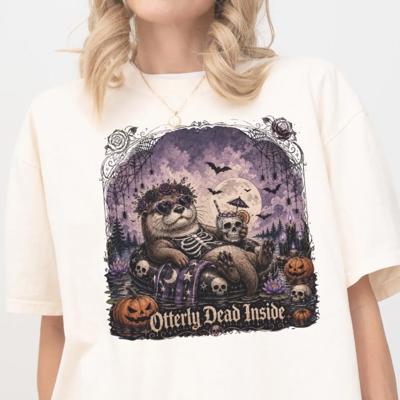Otterly Dead Inside Halloween Shirt, Gothic Otter Tee, Spooky Otter Comfort Colors Shirt