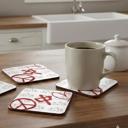  Peace Mahjong Love Hardboard Coasters with Cork Bottom (Set of 4), Tile Game Players Gift