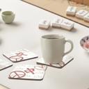  Peace Mahjong Love Hardboard Coasters with Cork Bottom (Set of 4), Tile Game Players Gift
