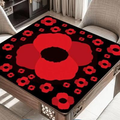 Red Poppies Mahjong Dominoes or Bunco Table Mat, Game Mat Gift for Tile or Dice Game Players