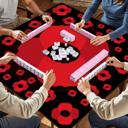  Red Poppies Mahjong Dominoes or Bunco Table Mat, Game Mat Gift for Tile or Dice Game Players