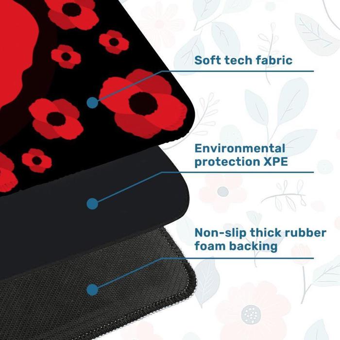Red Poppies Mahjong Dominoes or Bunco Table Mat, Game Mat Gift for Tile or Dice Game Players